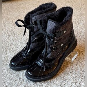 Anne Klein Black and Gray Winter Boots